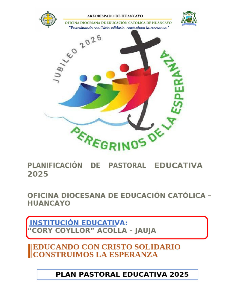 Plan Pastoral Educativa 2025 | PDF | María, madre de Jesús | Cristo ...