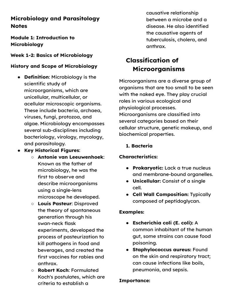 SAMPLE Microbiology and Parasitology Notes-1 | PDF | Microbiology ...