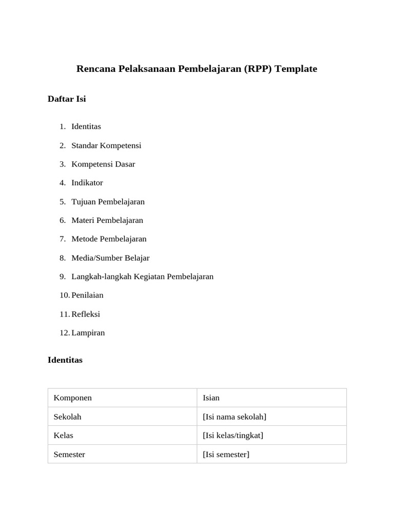 Template RPP untuk Guru Pendidikan | PDF