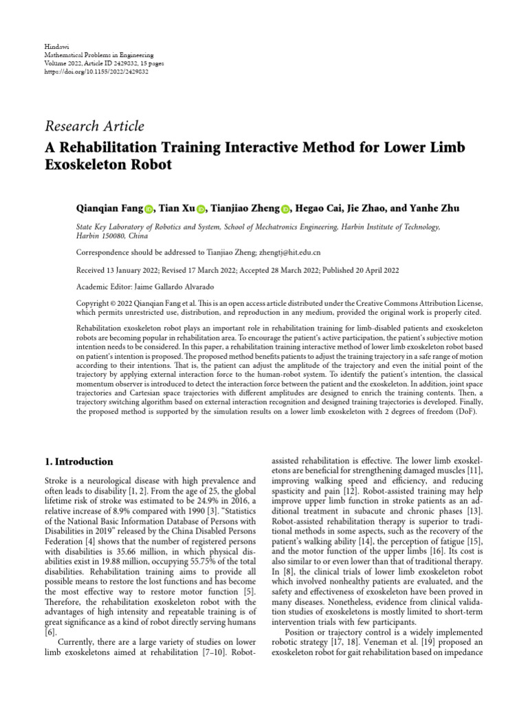 Interactive Method for Lower Limb Exoskeleton | PDF | Acceleration | Force