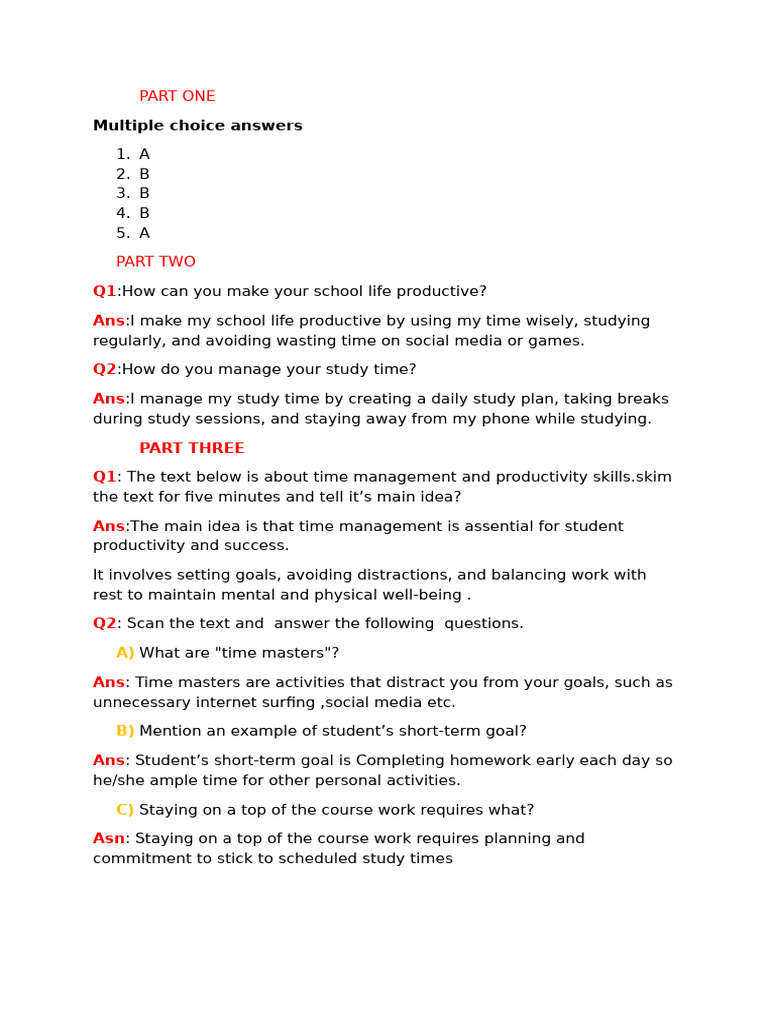 Time Management Tips for Students | PDF
