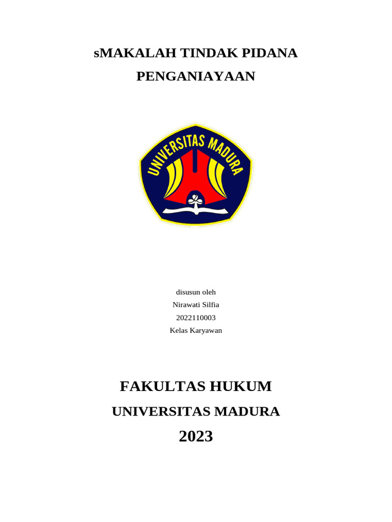 Tindak Pidana Penganiayaan di Indonesia | PDF