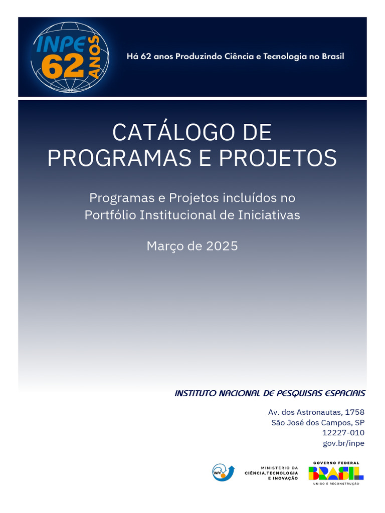 Catálogo de Projetos do INPE 2025 | PDF | Science | Inovação