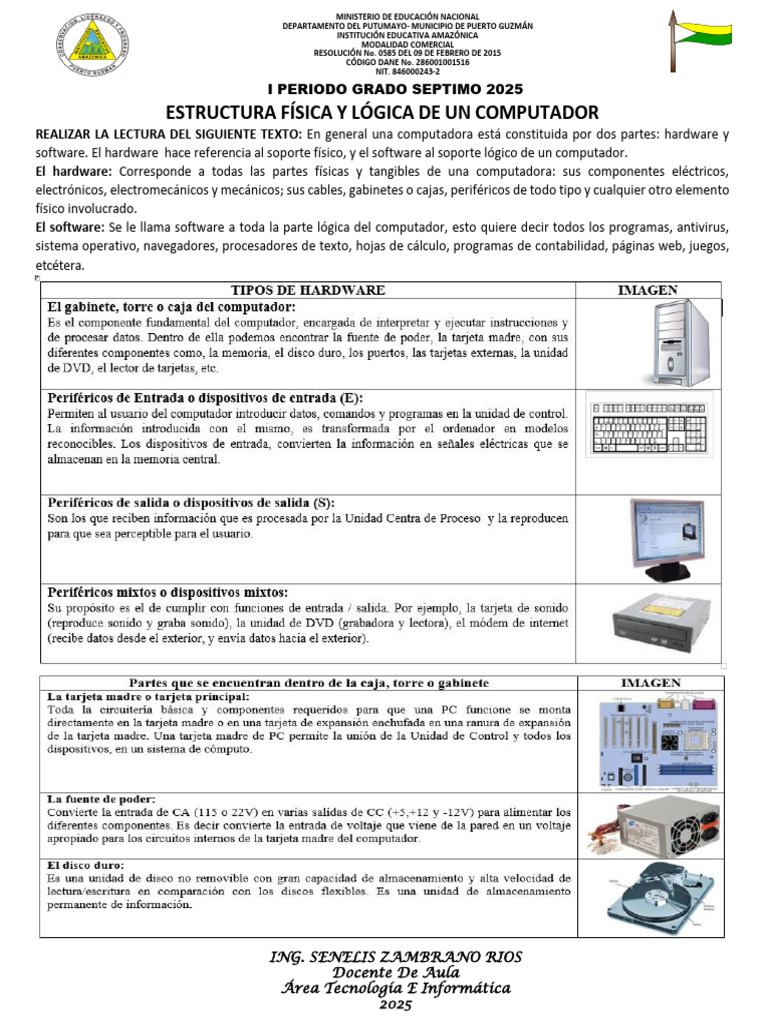 1 Actividad de Afianzamiento Grado 7° | PDF | Hardware de la ...
