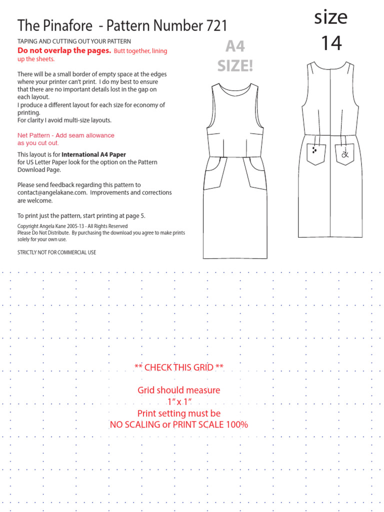 Pinafore Dress Pattern 721 Guide | PDF | Seam (Sewing) | Clothing