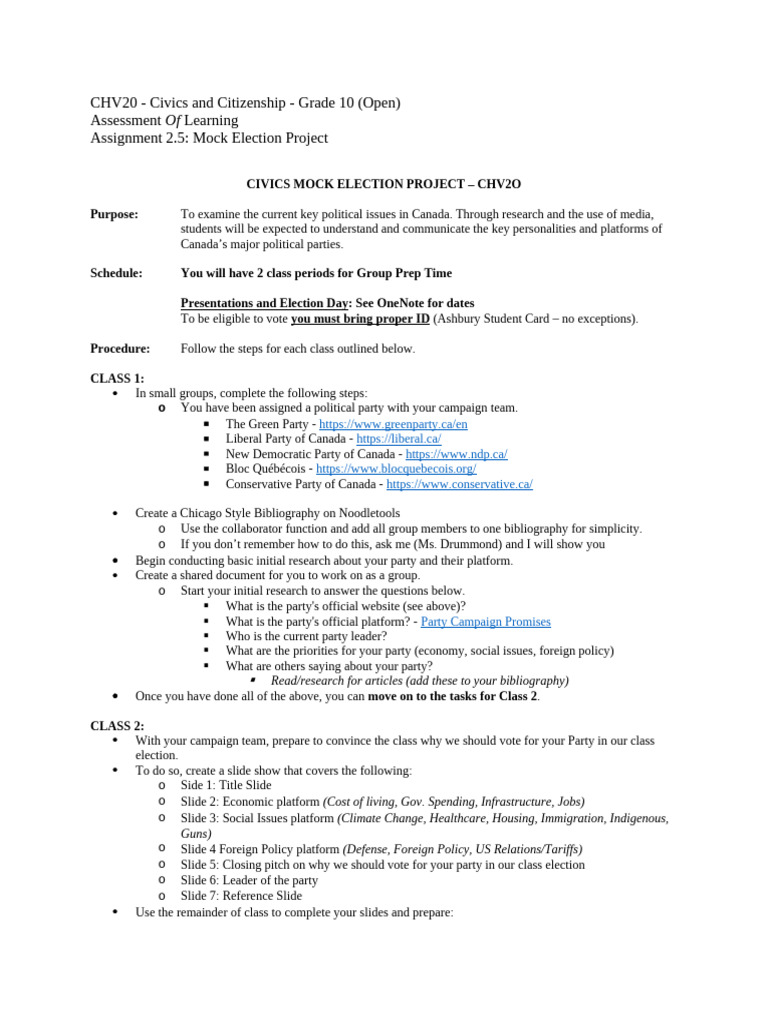 Civics Mock Election Project | PDF | Cost Of Living | Accountability