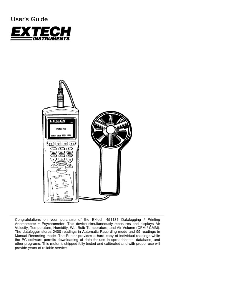 Extech 45170 Anemometer Guide | PDF | Calibration | Humidity