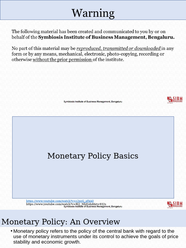 Monetary Policy Basics | PDF | Reserve Bank Of India | Money Supply