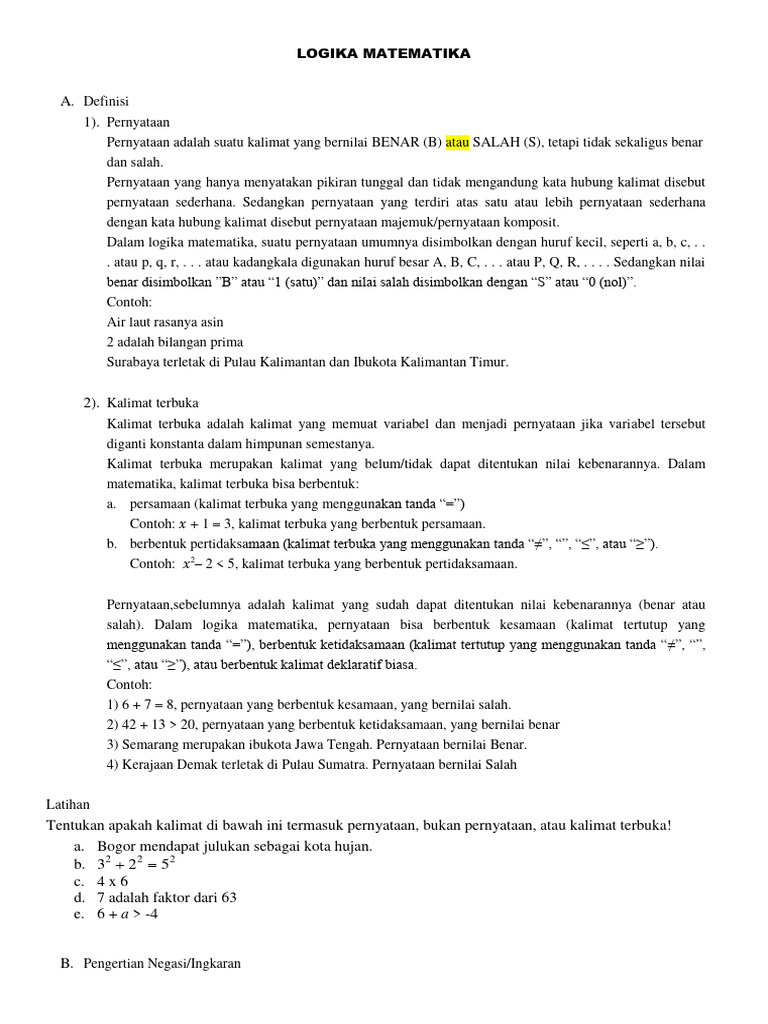 Dasar-Dasar Logika Matematika | PDF