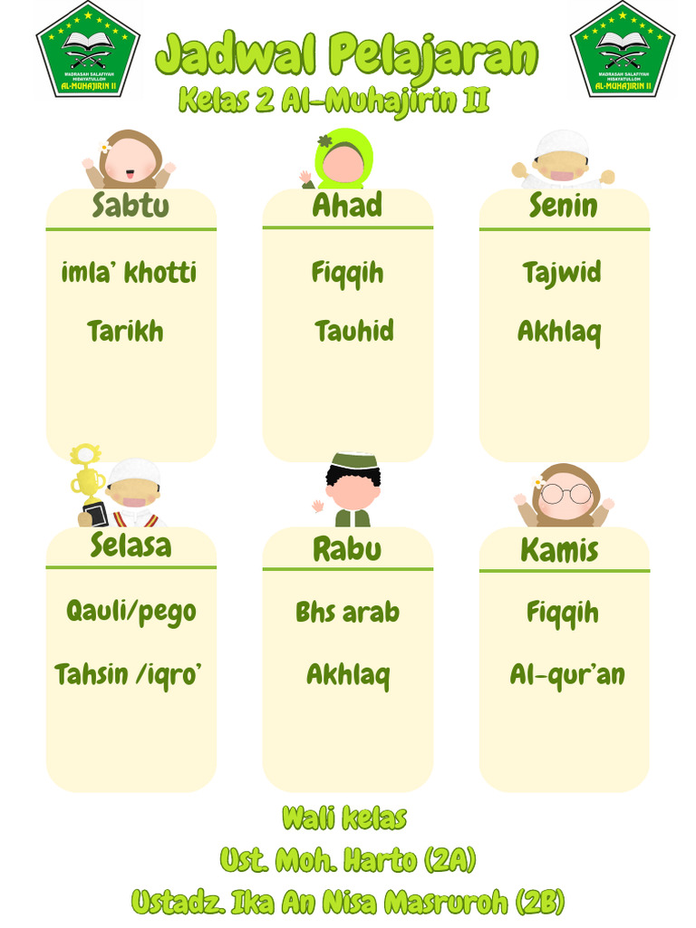 Hijau Dan Krem Imut Jadwal Pelajaran A4 Dokumen PDF | PDF