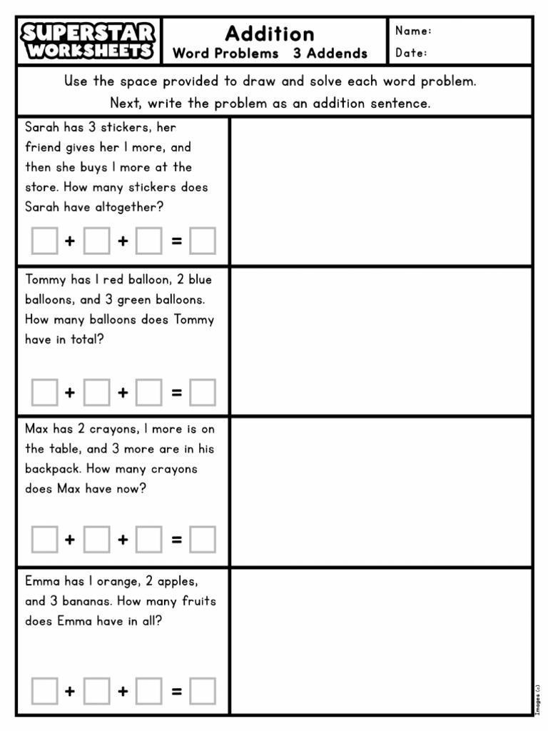 AdditionWordProblems3Addends10 2 | PDF