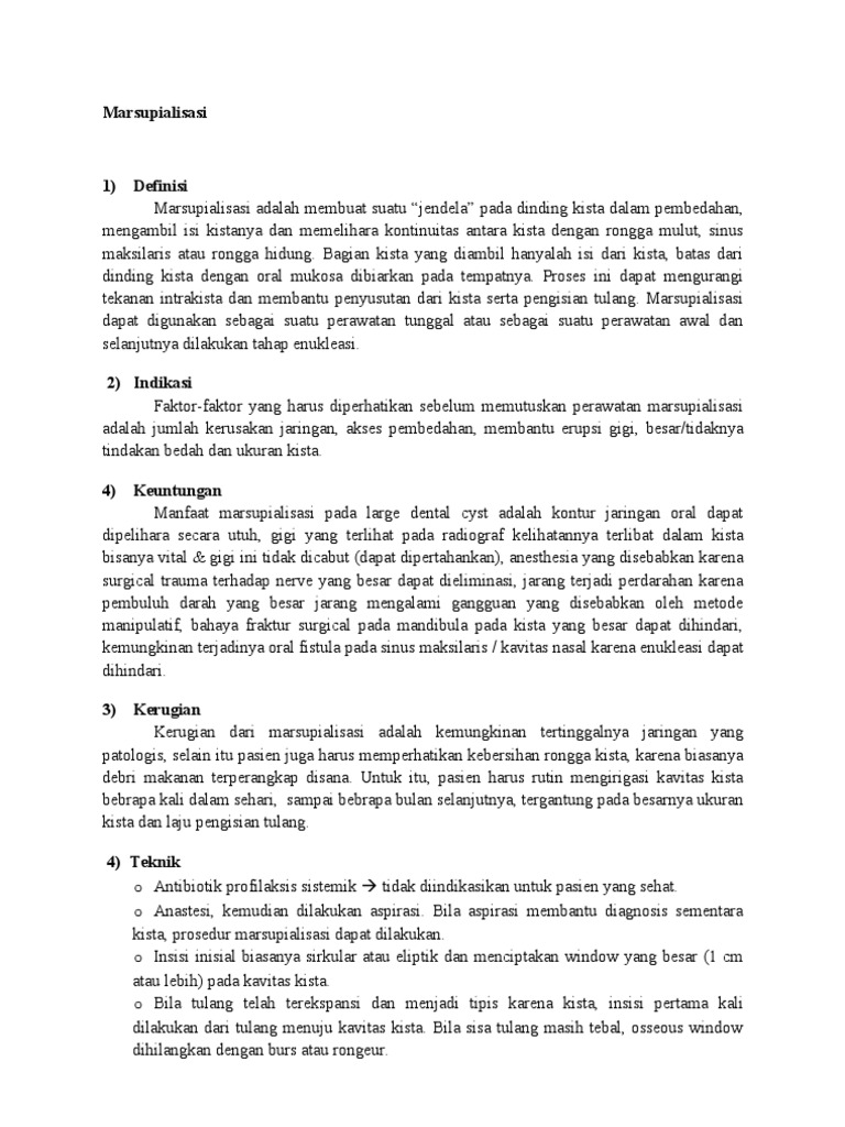 marsupilalisasi makalah