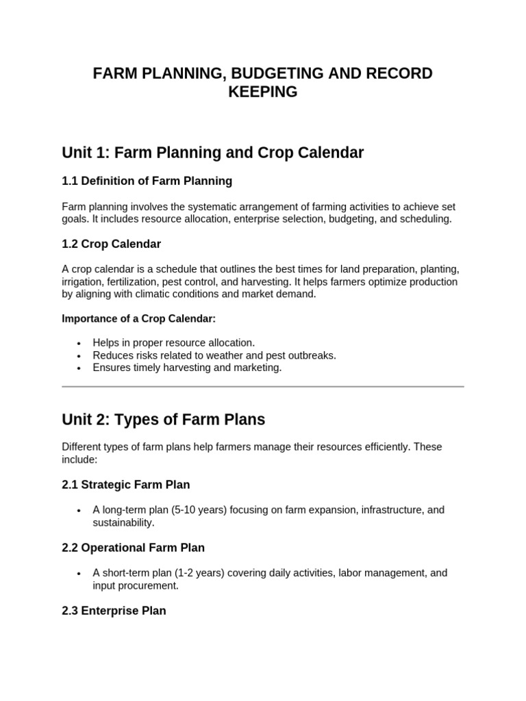 Farm Planning and Budgeting Guide | PDF | Agriculture | Farms
