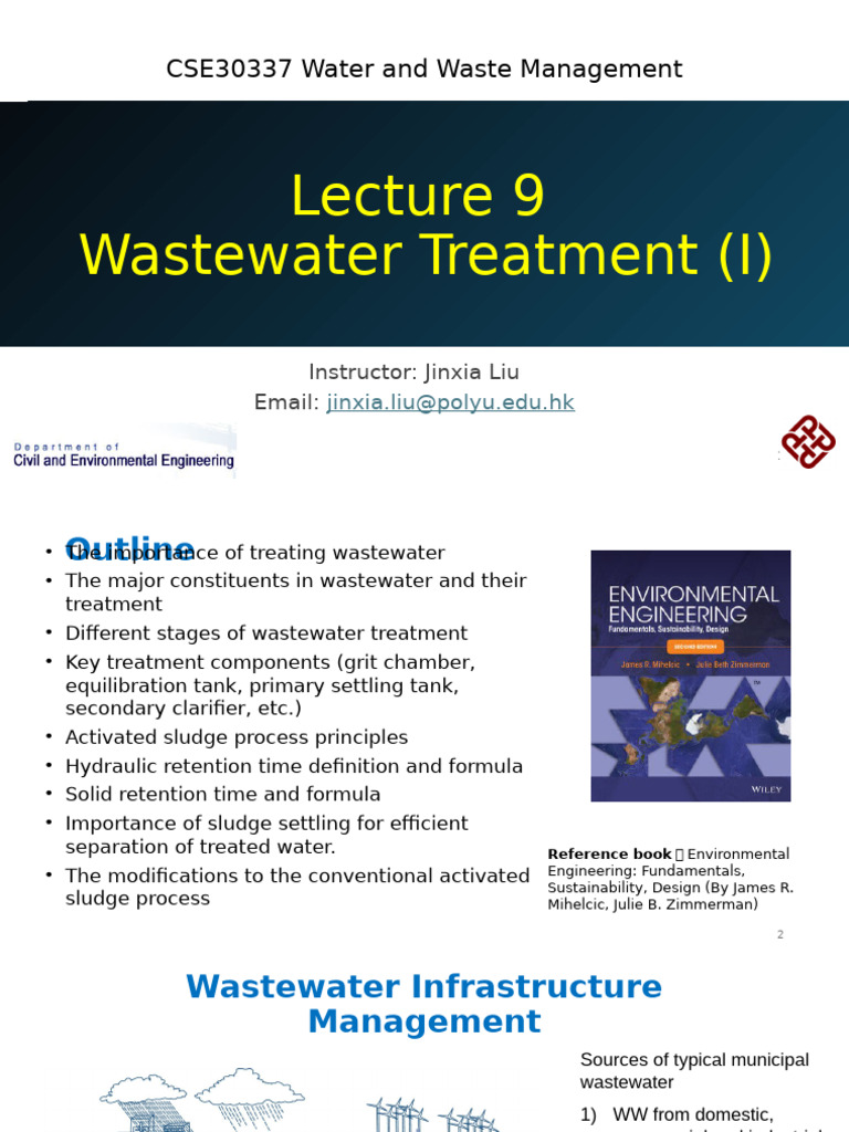 L09 CSE30337 2024SEM2 Wastewater Treatment I | PDF | Sewage Treatment ...