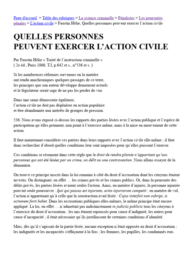 Conditions d'exercice de l'action civile | PDF | Crimes | Crime et violence