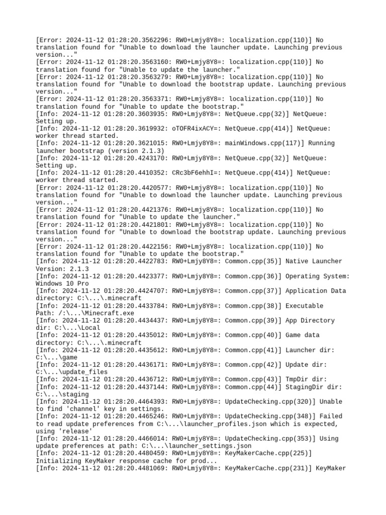 Launcher Update Error Log Analysis | PDF | Software Engineering ...