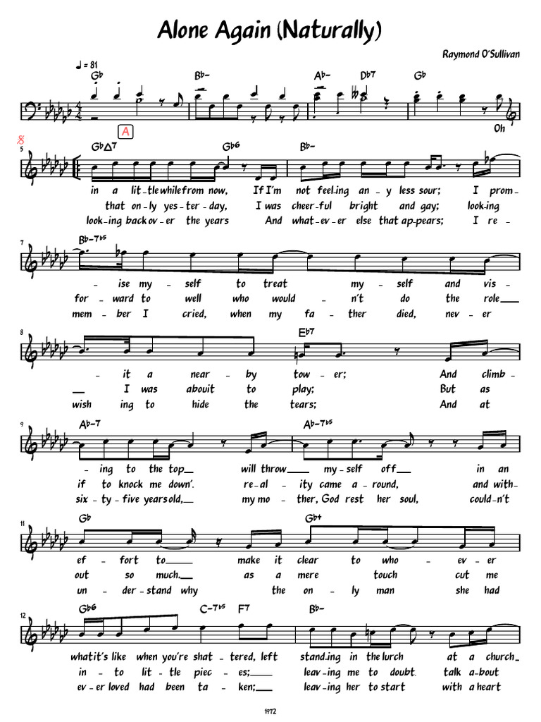 Alone Again (Naturally) Lead Sheet | PDF