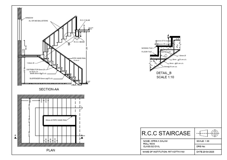 R.C.C Staircase Design Details | PDF
