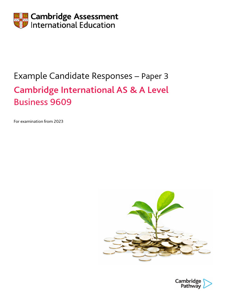 9609 Example Candidate Responses Paper 3 (For Examination From 2023 ...