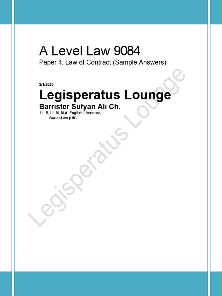 A Level Law Contract Sample Answers | PDF | Offer And Acceptance ...