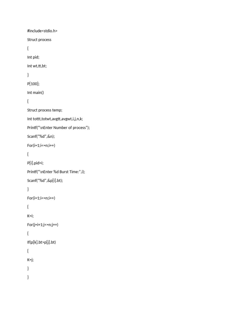 C Program for Process Scheduling | PDF