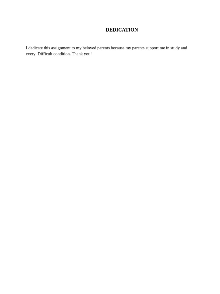 Dedication to My Supportive Parents | PDF