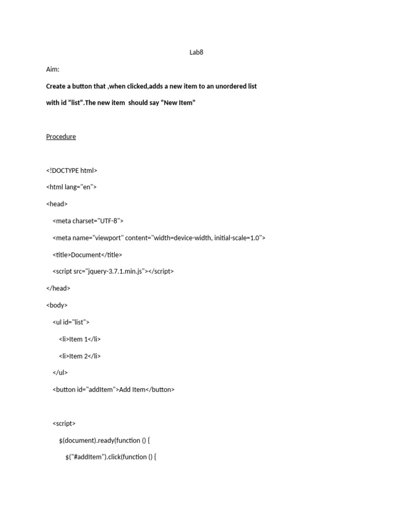 Add Item Button for Unordered List | PDF