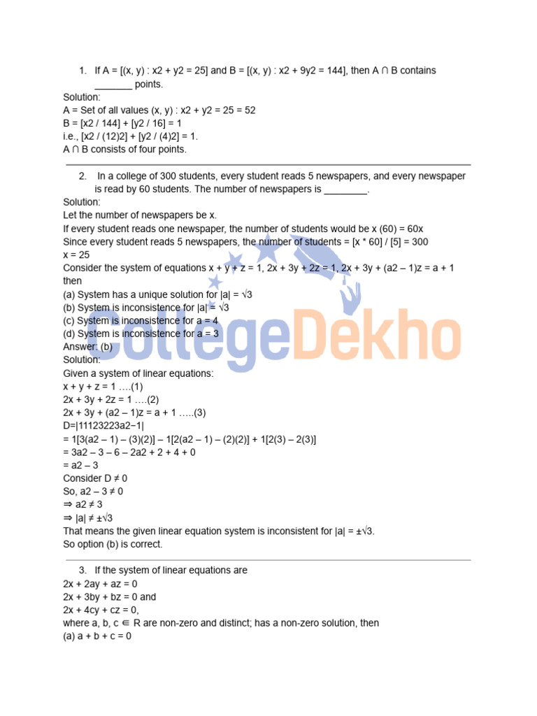 AP Eamcet Maths Practice Questions PDF (1) | PDF | Mathematical ...