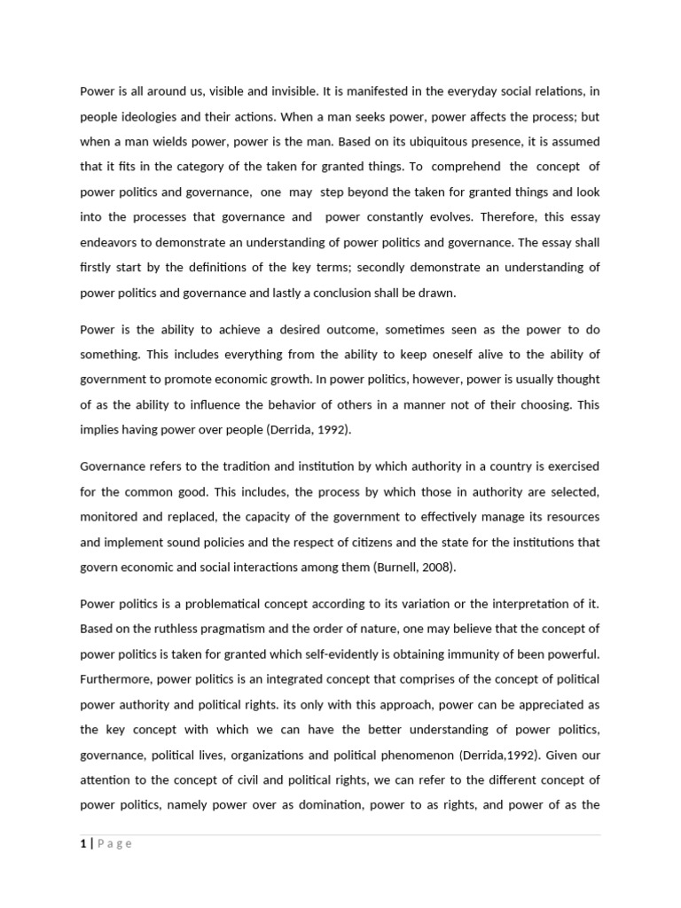 Understanding Power Politics and Governance | PDF | Governance ...
