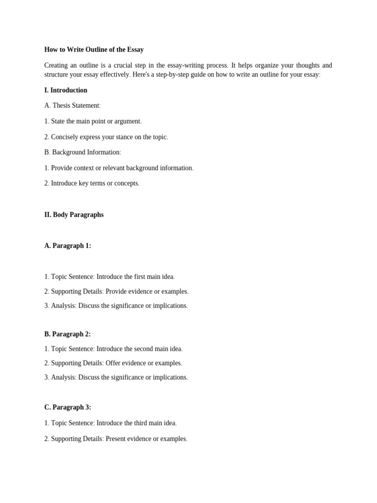 How To Write Outline of The Essay | PDF | Essays | Cognitive Science