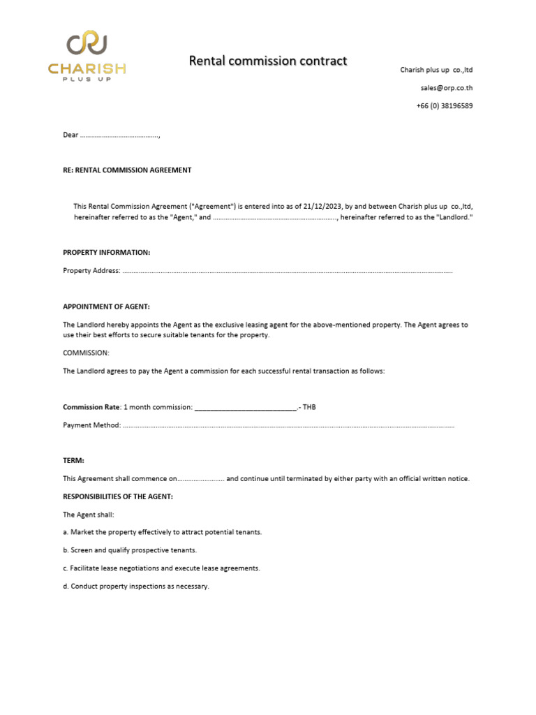 Commission | PDF | Lease | Landlord
