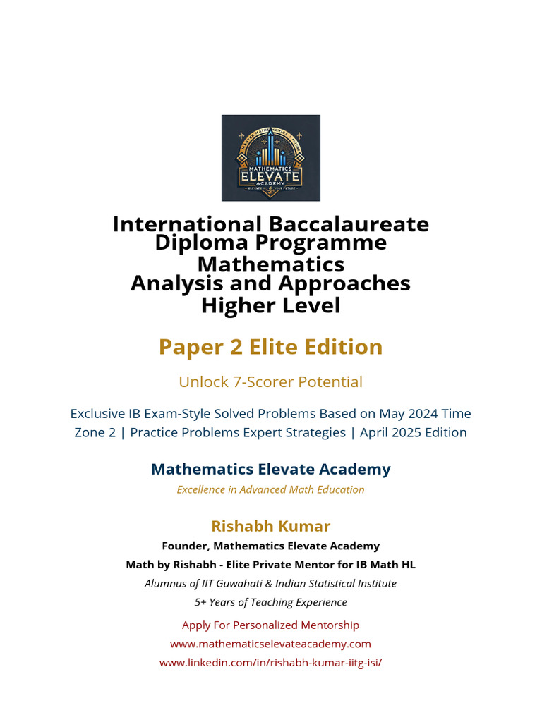 IB Math AA HL Paper 2 2024 TZ2 | PDF | Mathematics | Integral