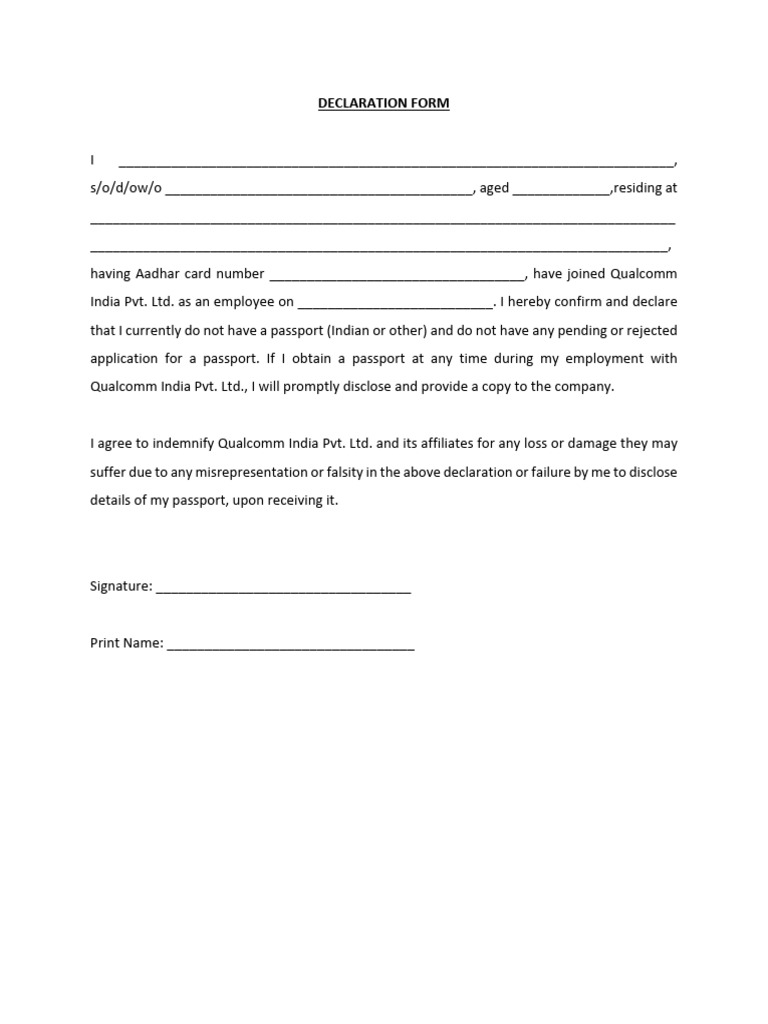 Declaration Form | PDF