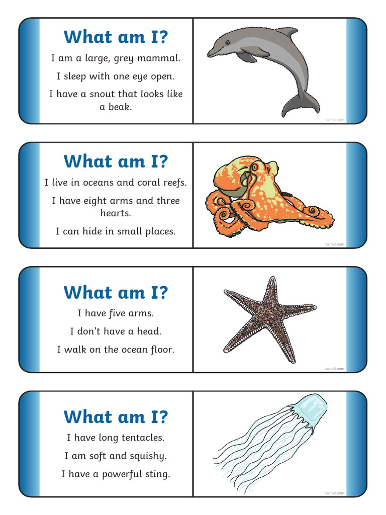 Sea Animal Riddles for Kids | PDF