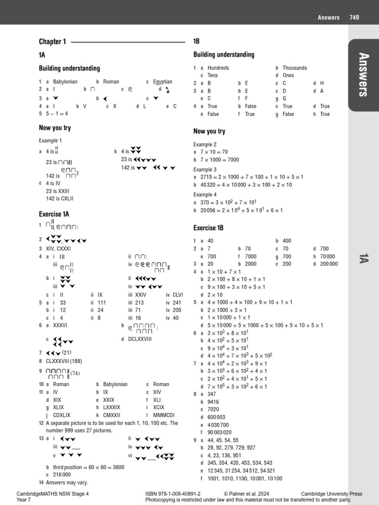 Year 7 Math Exercises and Answers | PDF | Subtraction | Numbers