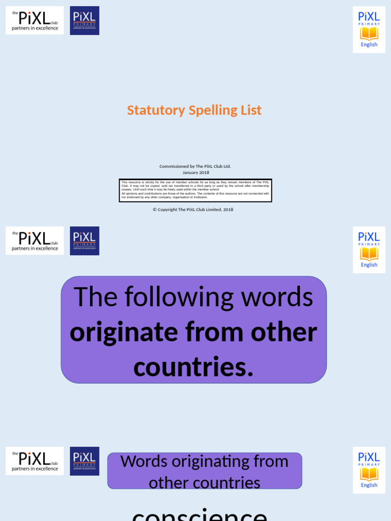 Statutory Spelling List for Schools | PDF