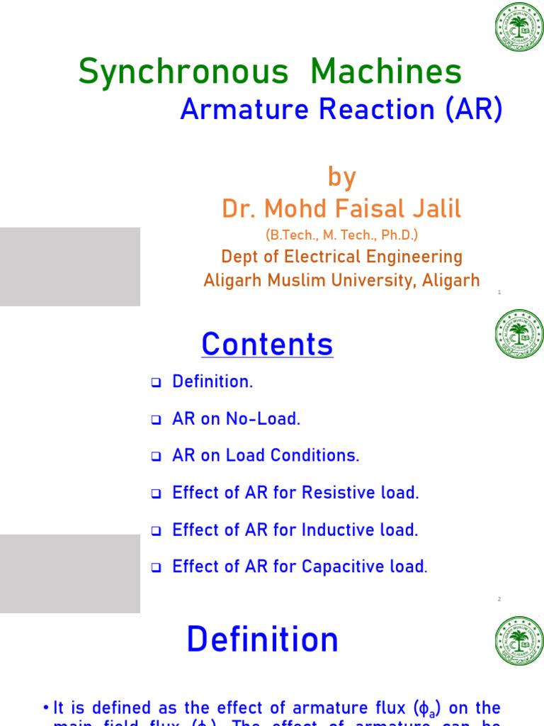 Armature Reaction in Synchronous Machines | PDF | Electromagnetism ...