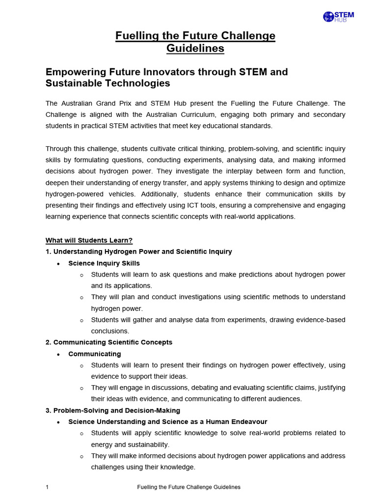 2 - Fuelling The Future Challenge - Guidelines - v2.0 | PDF | Science ...