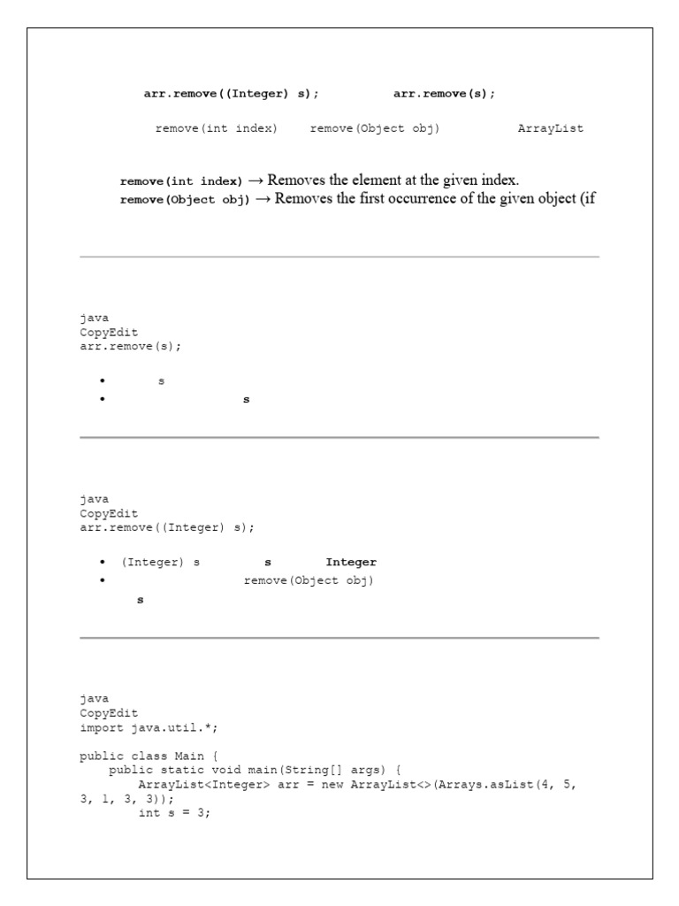 Remove by Value in Java ArrayList | PDF