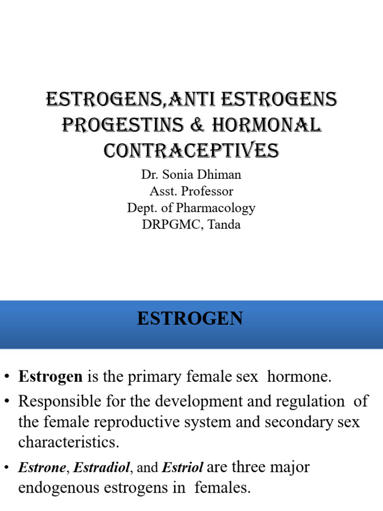 Estrogens and Progestins Overview | PDF | Combined Oral Contraceptive ...