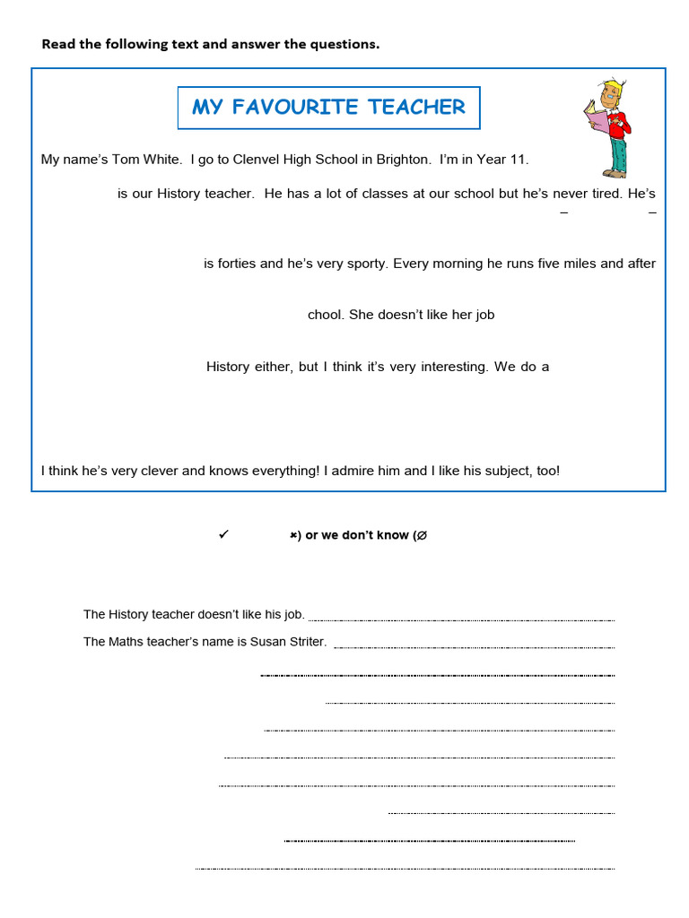 My Favourite Teacher: Mr. Striter | PDF