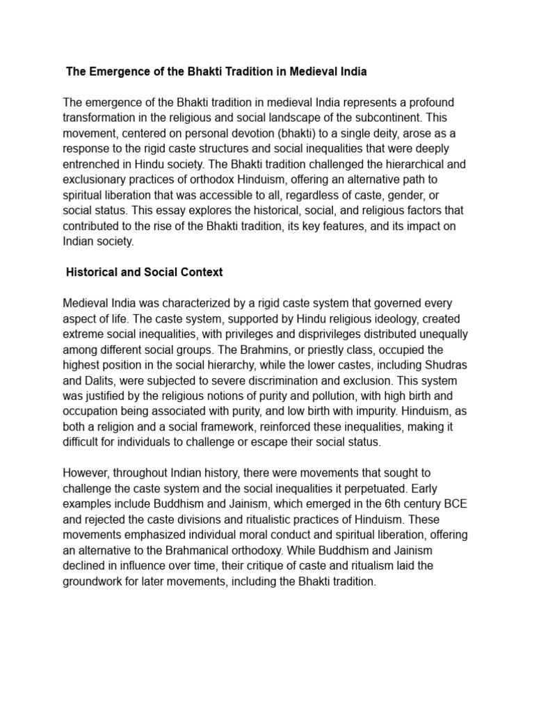 Emergence of the Bhakti Tradition | PDF | Bhakti | Bhakti Movement