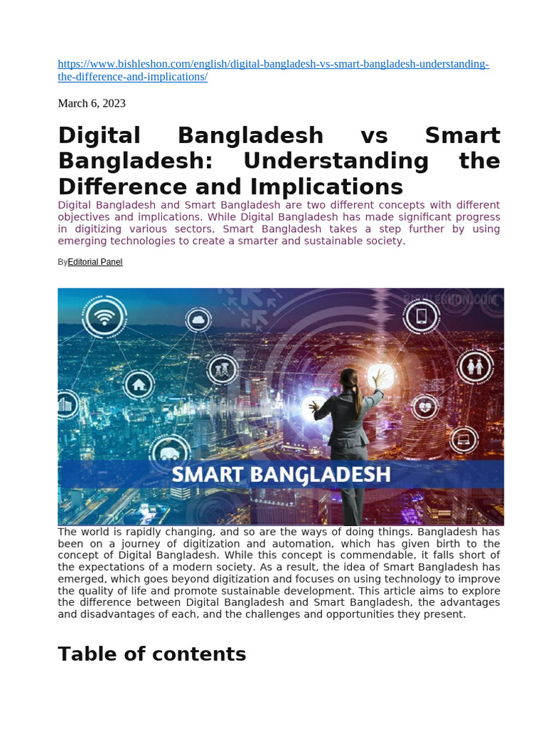 Digital vs Smart Bangladesh: Key Insights | PDF | Information And ...