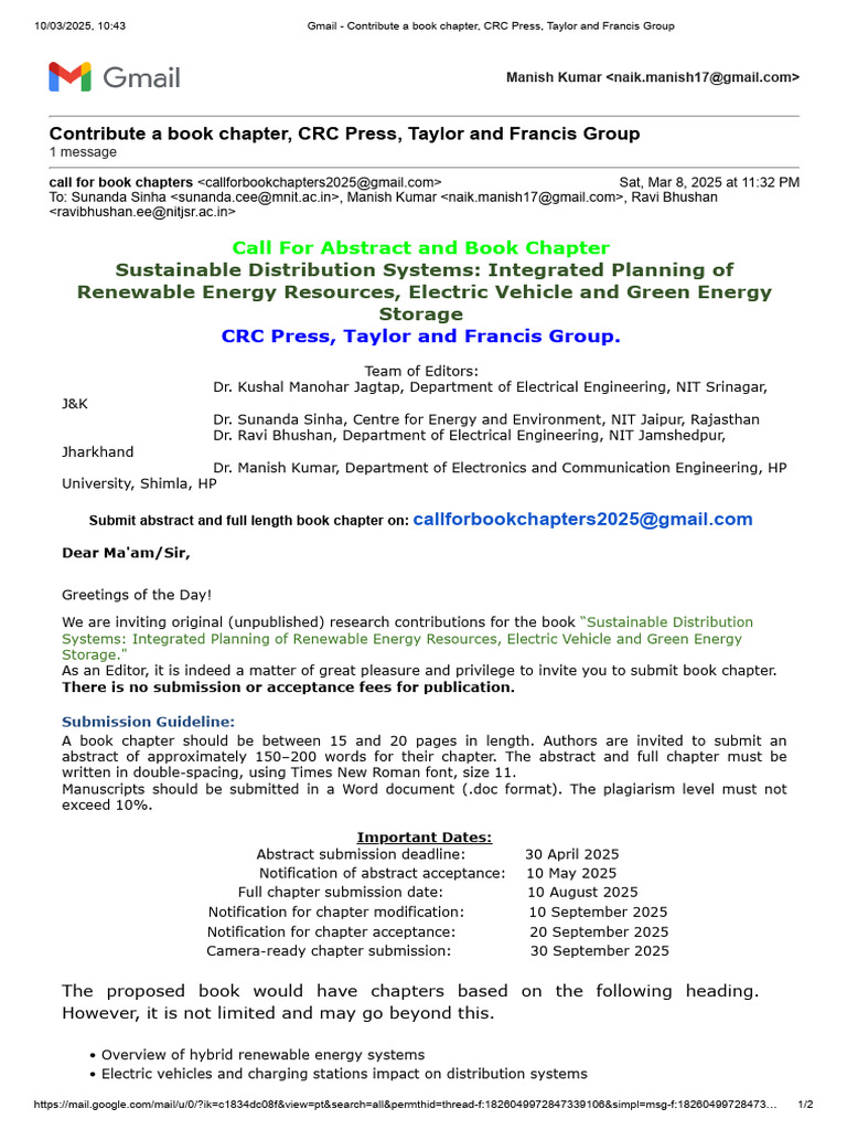 Call for Book Chapters on Sustainability | PDF | Energy Economics ...