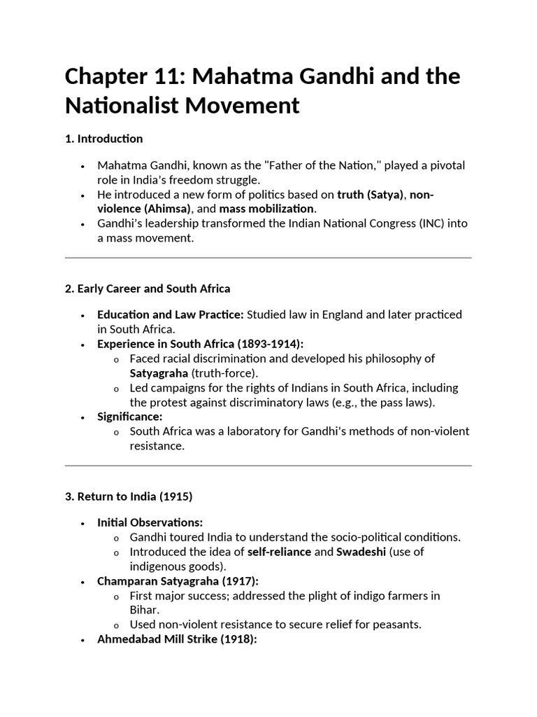 Gandhi and the Nationalist Movement | PDF | Mahatma Gandhi | British India