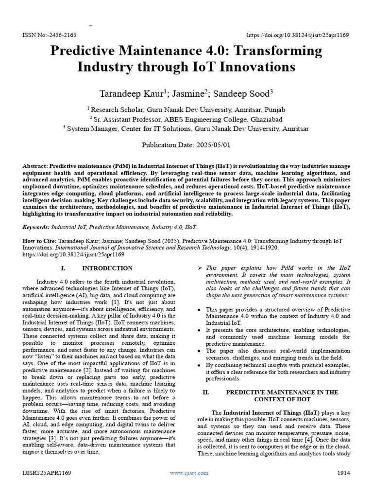 Low-Cost Predictive Maintenance for SMEs | PDF | Internet Of Things ...