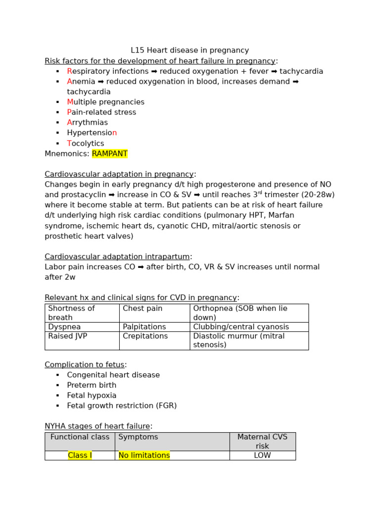 Heart Disease Risks in Pregnancy | PDF