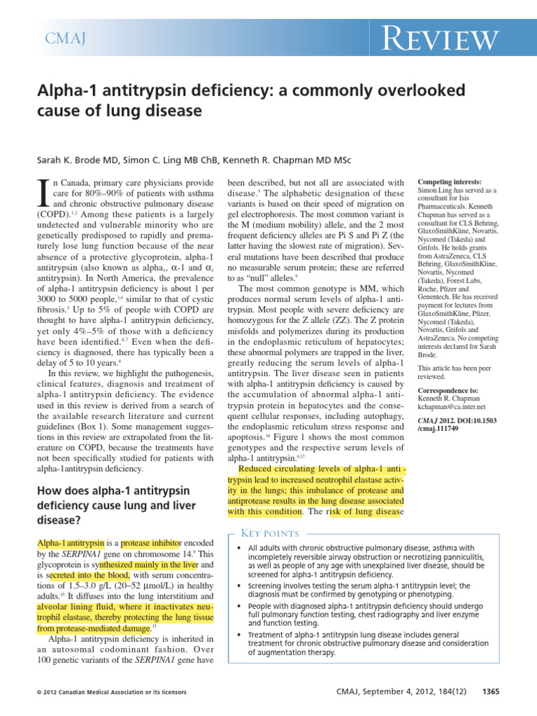 Brode Et Al Defisiensi AAT | PDF | Chronic Obstructive Pulmonary ...