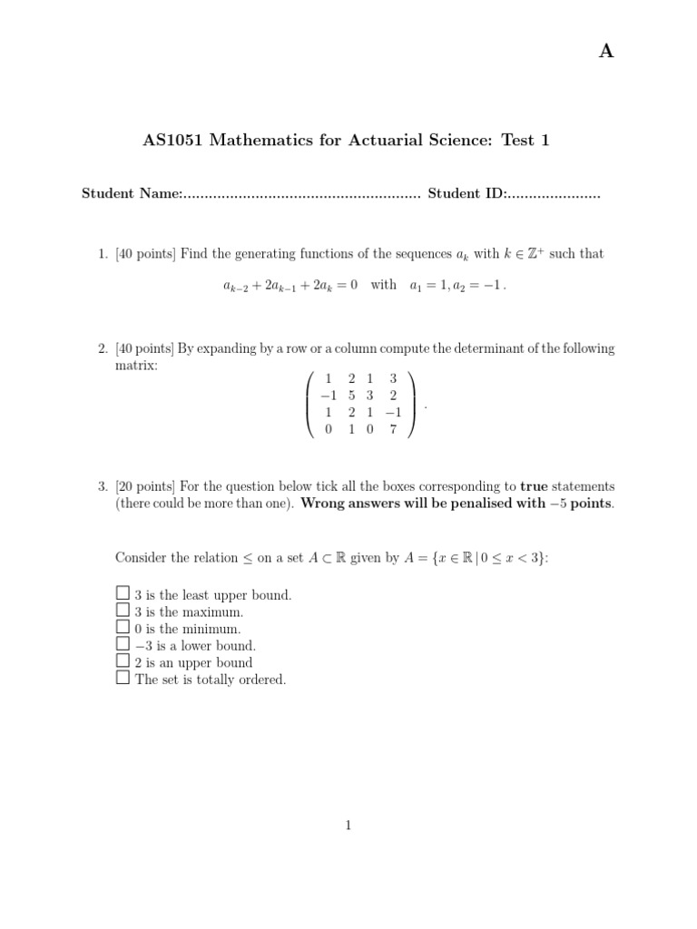 Test 1 A | PDF
