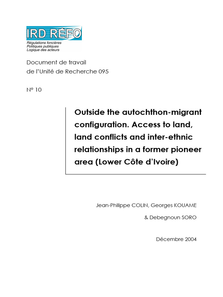 Outside The Autochthon Migrant Configura | PDF | Ivory Coast | Plantation